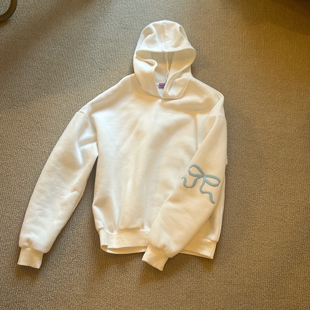 Edikted White Bow Hoodie